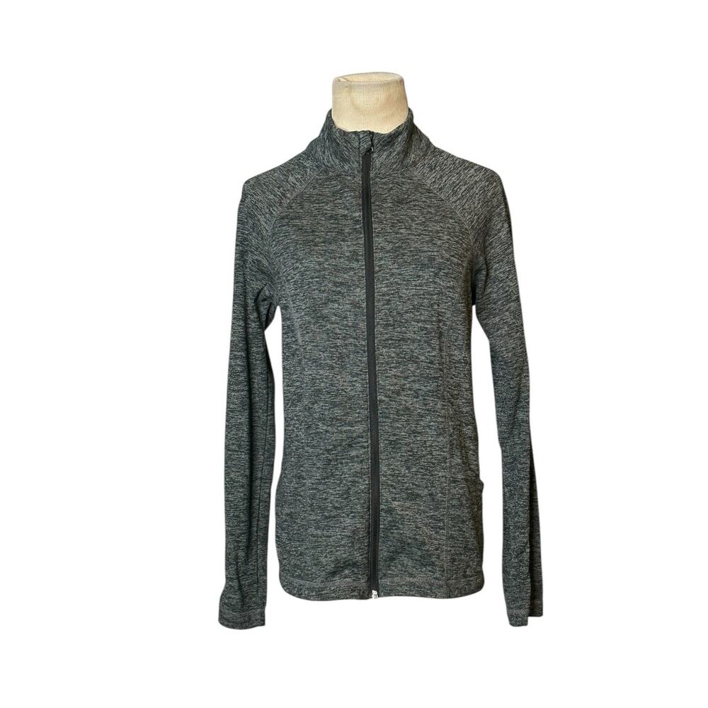 Bally heathered gray long sleeves athletic zippered jacket size Small